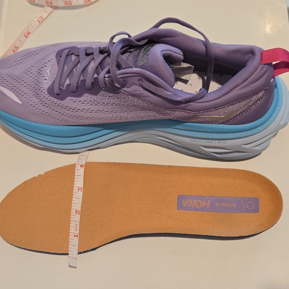 NEW HOKA Bondi 8 Running Shoe in Chalk Violet / Pastel Lilac Women's 12 - Picture 8 of 11